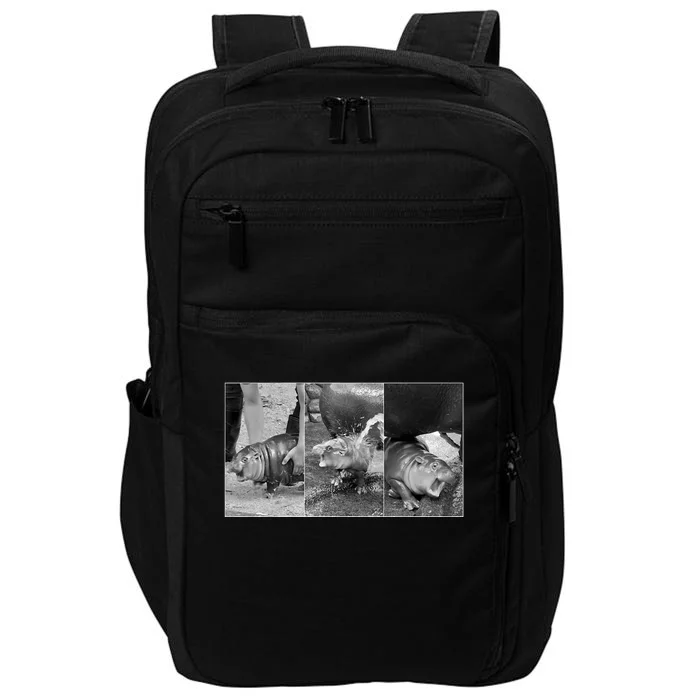 Moo Deng Baby Hippo Zoo Baby Hippo Black And White Impact Tech Backpack