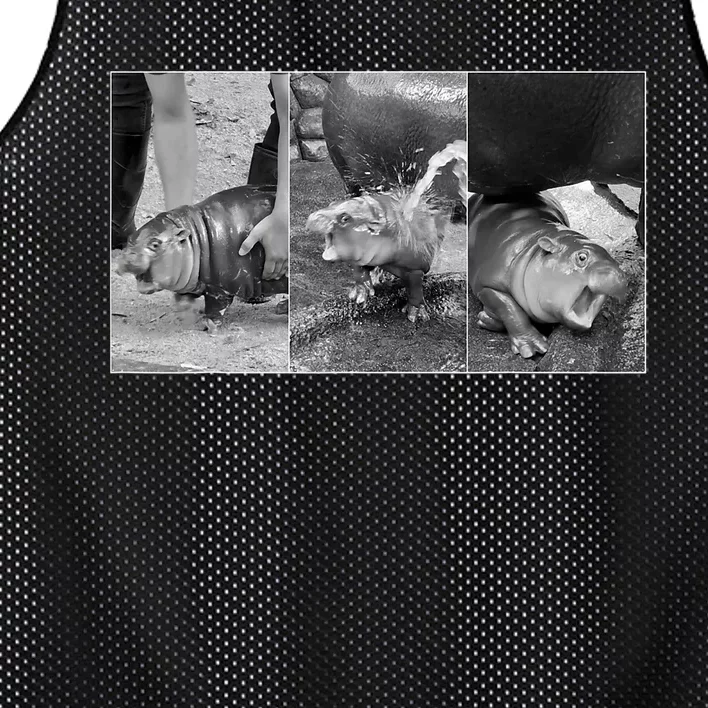 Moo Deng Baby Hippo Zoo Baby Hippo Black And White Mesh Reversible Basketball Jersey Tank