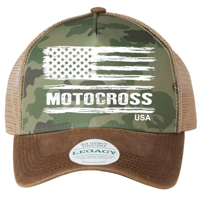 Motocross Dirt Bike Racing Distress American Flag USA Premium Legacy Tie Dye Trucker Hat