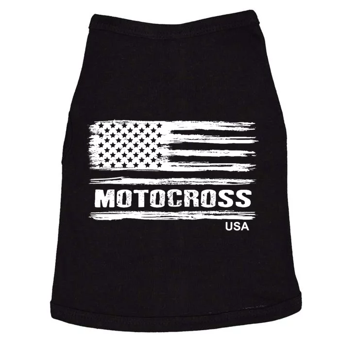 Motocross Dirt Bike Racing Distress American Flag USA Premium Doggie Tank