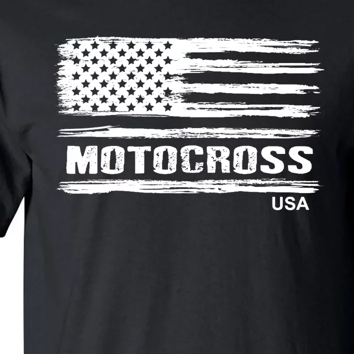 Motocross Dirt Bike Racing Distress American Flag USA Premium Tall T-Shirt