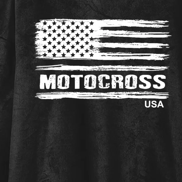 Motocross Dirt Bike Racing Distress American Flag USA Premium Hooded Wearable Blanket