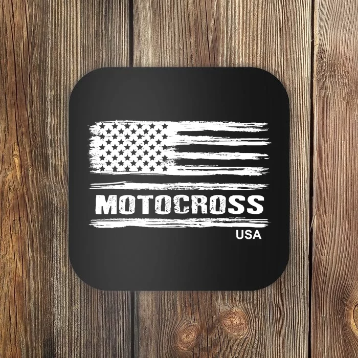 Motocross Dirt Bike Racing Distress American Flag USA Premium Coaster