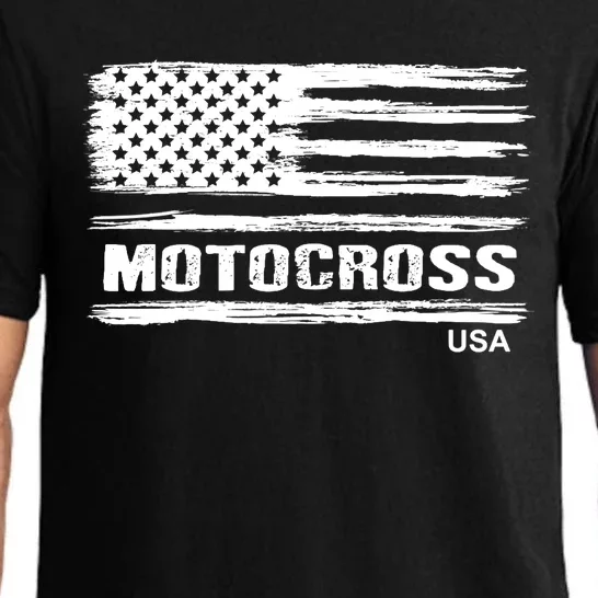 Motocross Dirt Bike Racing Distress American Flag USA Premium Pajama Set