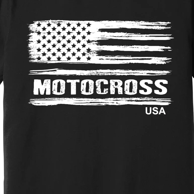 Motocross Dirt Bike Racing Distress American Flag USA Premium Premium T-Shirt