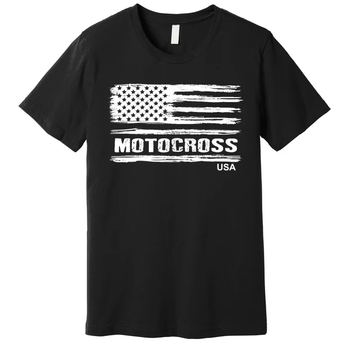 Motocross Dirt Bike Racing Distress American Flag USA Premium Premium T-Shirt