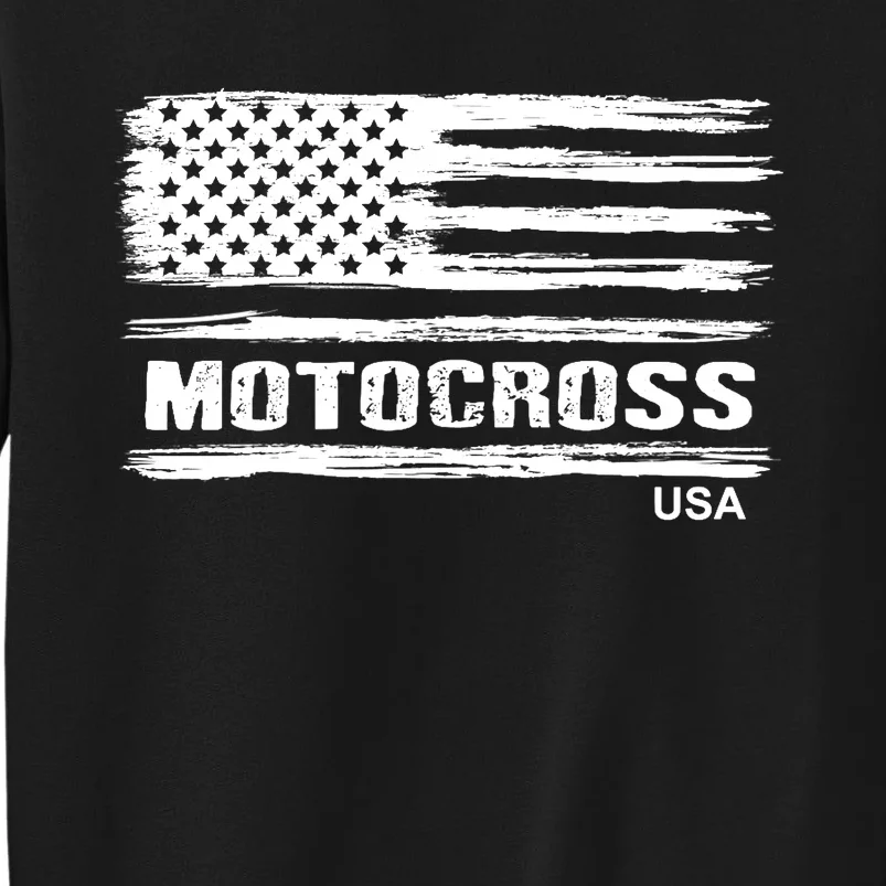 Motocross Dirt Bike Racing Distress American Flag USA Premium Tall Sweatshirt