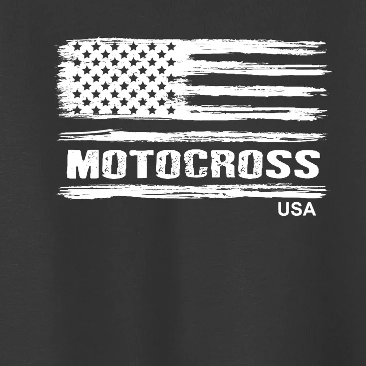 Motocross Dirt Bike Racing Distress American Flag USA Premium Toddler T-Shirt