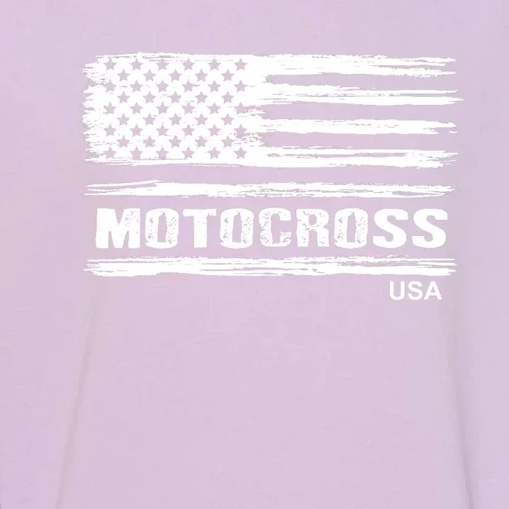 Motocross Dirt Bike Racing Distress American Flag USA Premium Garment-Dyed Sweatshirt