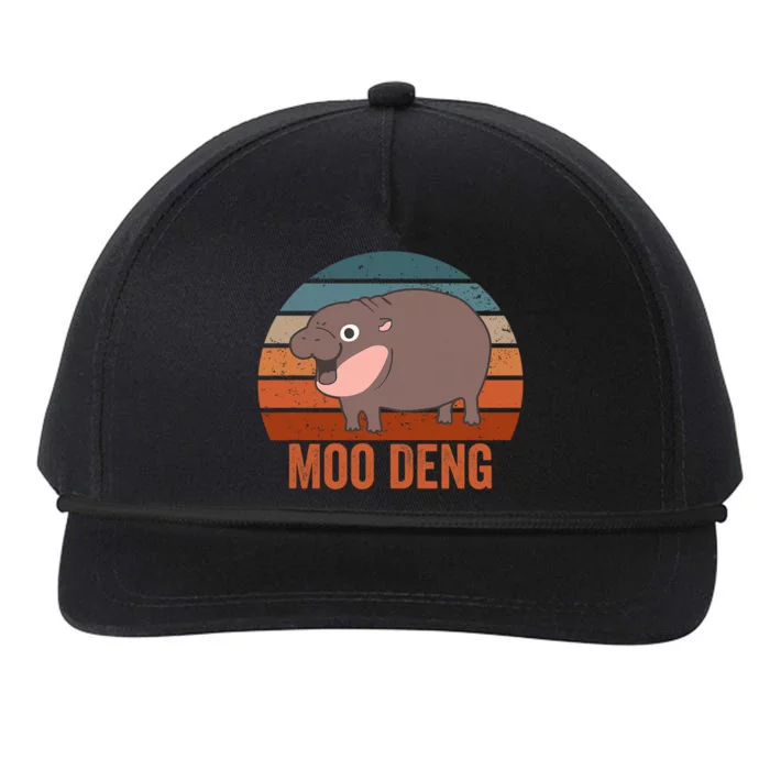 Moo Deng Baby Hippo Zoo Baby Hippo Vintage Snapback Five-Panel Rope Hat