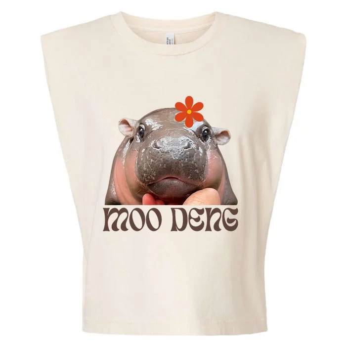 Moo Deng Bouncy Pig In Thai Picture The Cute Baby Hippo Garment-Dyed Women's Muscle Tee