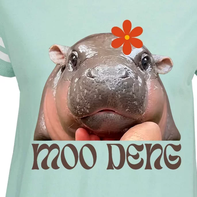 Moo Deng Bouncy Pig In Thai Picture The Cute Baby Hippo Enza Ladies Jersey Football T-Shirt