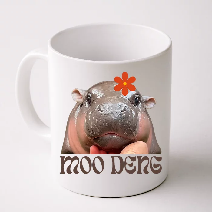 Moo Deng Bouncy Pig In Thai Picture The Cute Baby Hippo Front & Back Coffee Mug