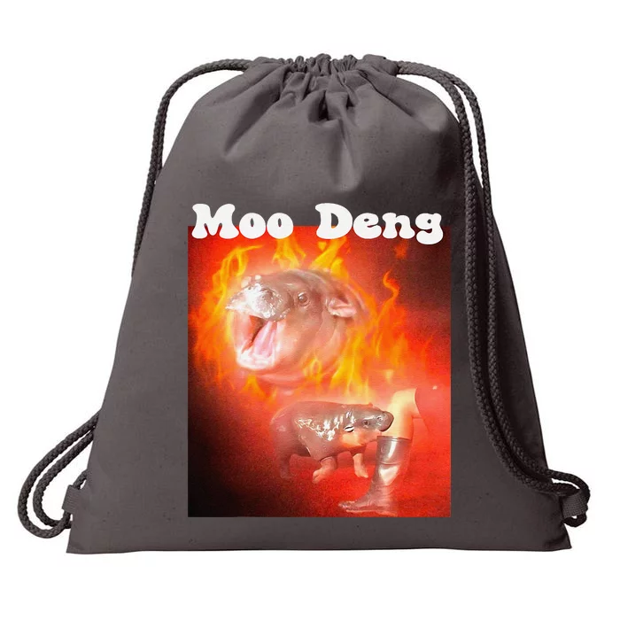 Moo Deng Bouncy Pig In Thai Fire Picture The Cute Baby Hippo Drawstring Bag