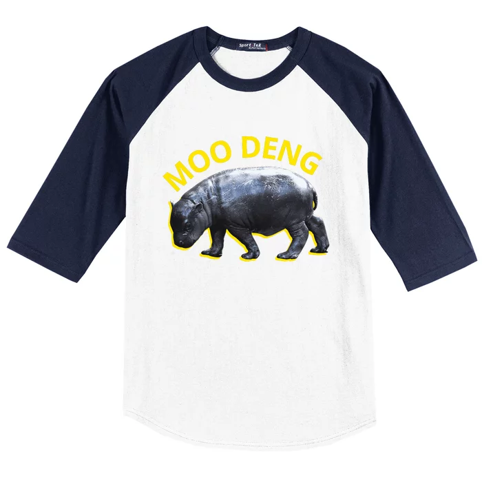 Moo Deng Baby Hippo Baseball Sleeve Shirt