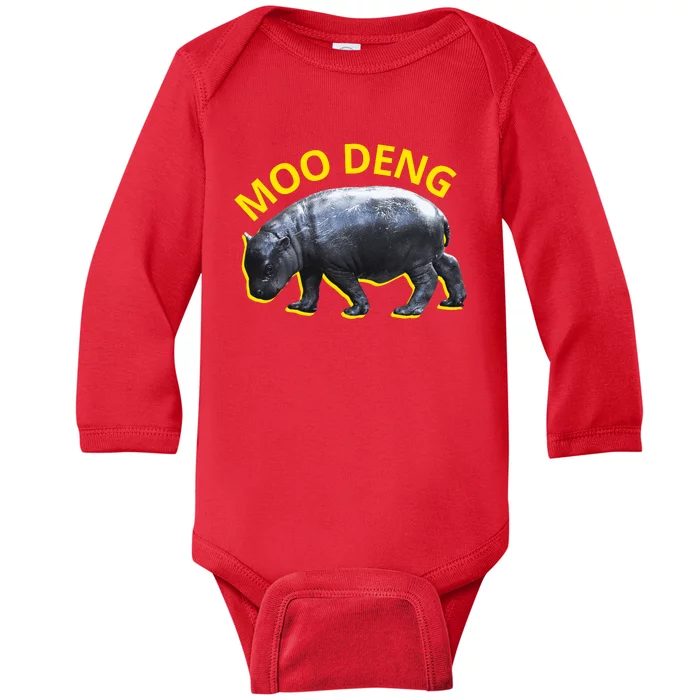 Moo Deng Baby Hippo Baby Long Sleeve Bodysuit