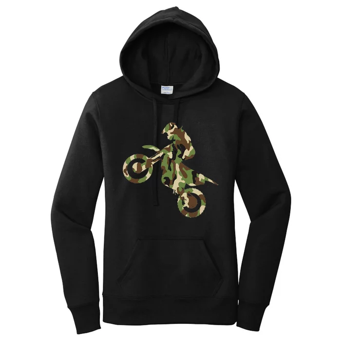 Motocross Dirt Bike Racing Camo Camouflage Women's Pullover Hoodie