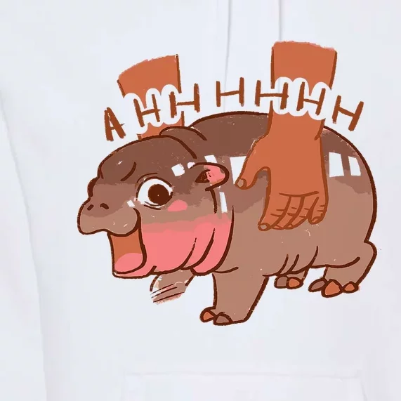 Moo Deng Bouncy Pig In Thai Picture The Cute Baby Hippo Premium Hoodie