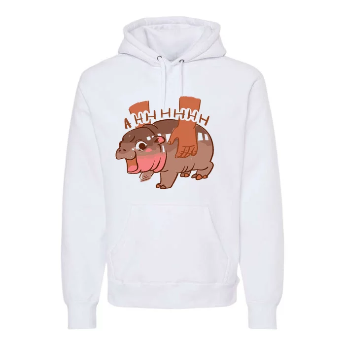 Moo Deng Bouncy Pig In Thai Picture The Cute Baby Hippo Premium Hoodie