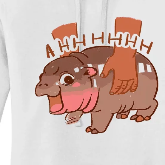 Moo Deng Bouncy Pig In Thai Picture The Cute Baby Hippo Women's Pullover Hoodie