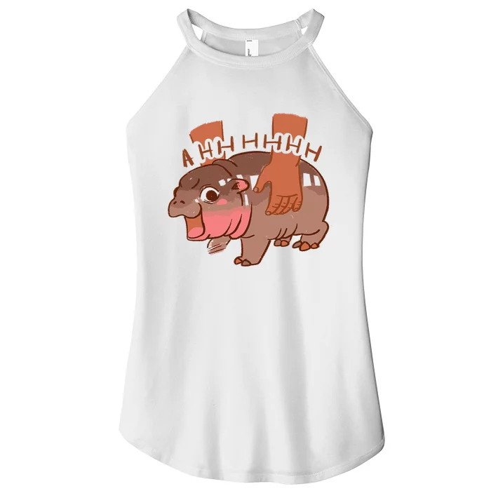 Moo Deng Bouncy Pig In Thai Picture The Cute Baby Hippo Women’s Perfect Tri Rocker Tank