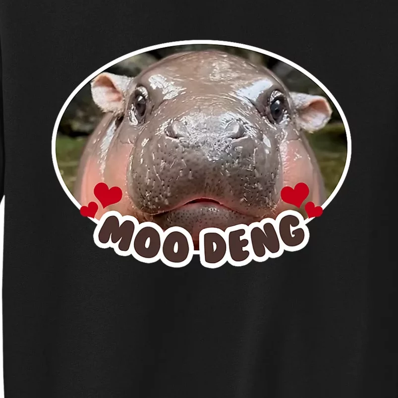 Moo Deng Bouncy Pig In Thai Picture The Cute Baby Hippo Tall Sweatshirt