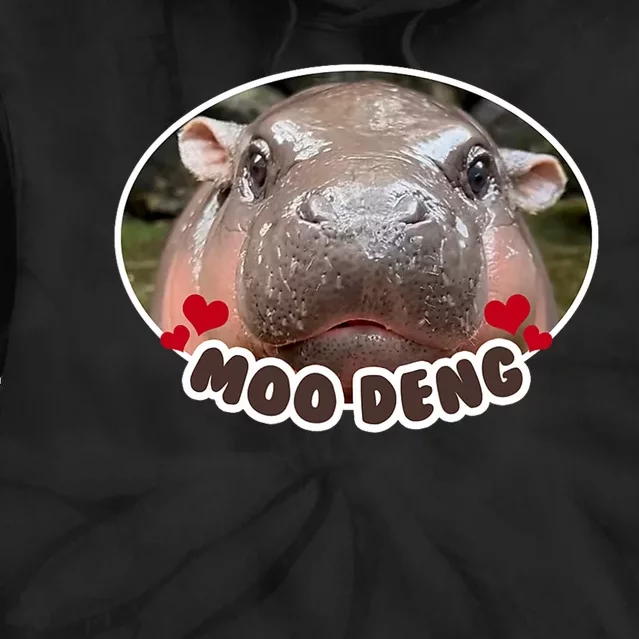 Moo Deng Bouncy Pig In Thai Picture The Cute Baby Hippo Tie Dye Hoodie