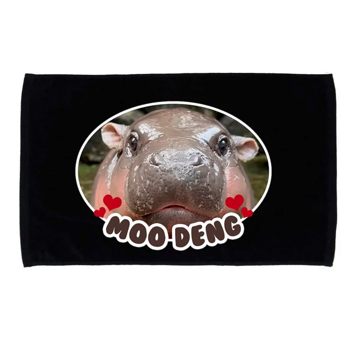 Moo Deng Bouncy Pig In Thai Picture The Cute Baby Hippo Microfiber Hand Towel