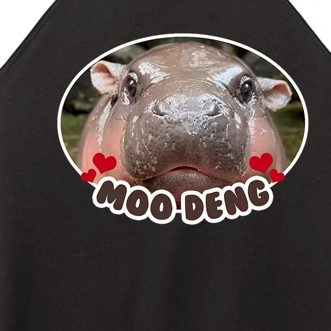 Moo Deng Bouncy Pig In Thai Picture The Cute Baby Hippo Women’s Perfect Tri Rocker Tank