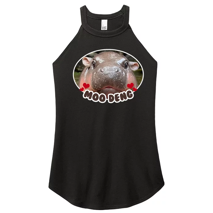 Moo Deng Bouncy Pig In Thai Picture The Cute Baby Hippo Women’s Perfect Tri Rocker Tank