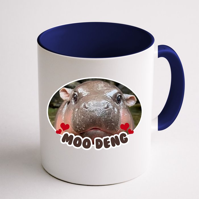 Moo Deng Bouncy Pig In Thai Picture The Cute Baby Hippo Front & Back Coffee Mug