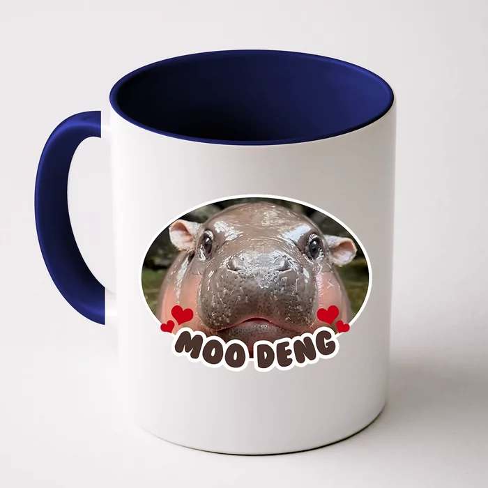 Moo Deng Bouncy Pig In Thai Picture The Cute Baby Hippo Front & Back Coffee Mug