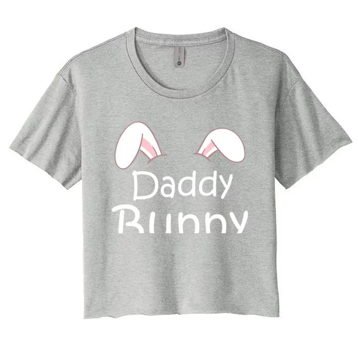 Mama Daddy Bunny Easter Day Dad Pregnant Mom Matching Couple Cute Gift Women's Crop Top Tee