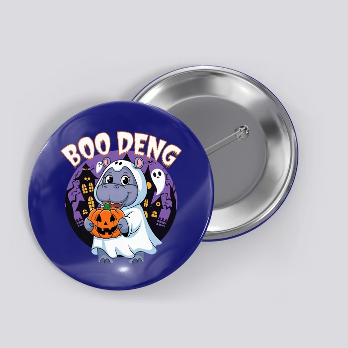 Moo Deng Baby Hippo Boo Deng Long For Halloween Button