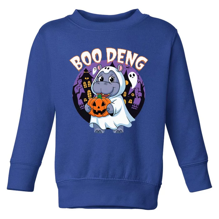 Moo Deng Baby Hippo Boo Deng Long For Halloween Toddler Sweatshirt