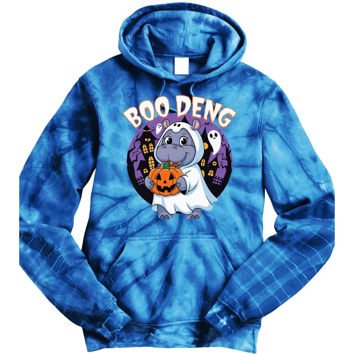 Moo Deng Baby Hippo Boo Deng Long For Halloween Tie Dye Hoodie