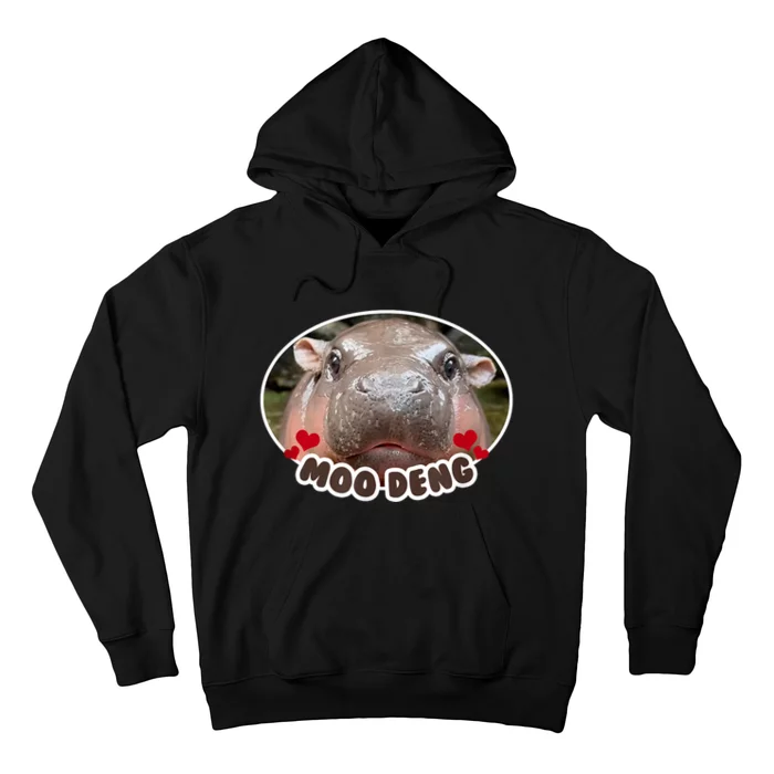 Moo Deng Bouncy Pig In Thai Picture The Cute Baby Hippo Hoodie