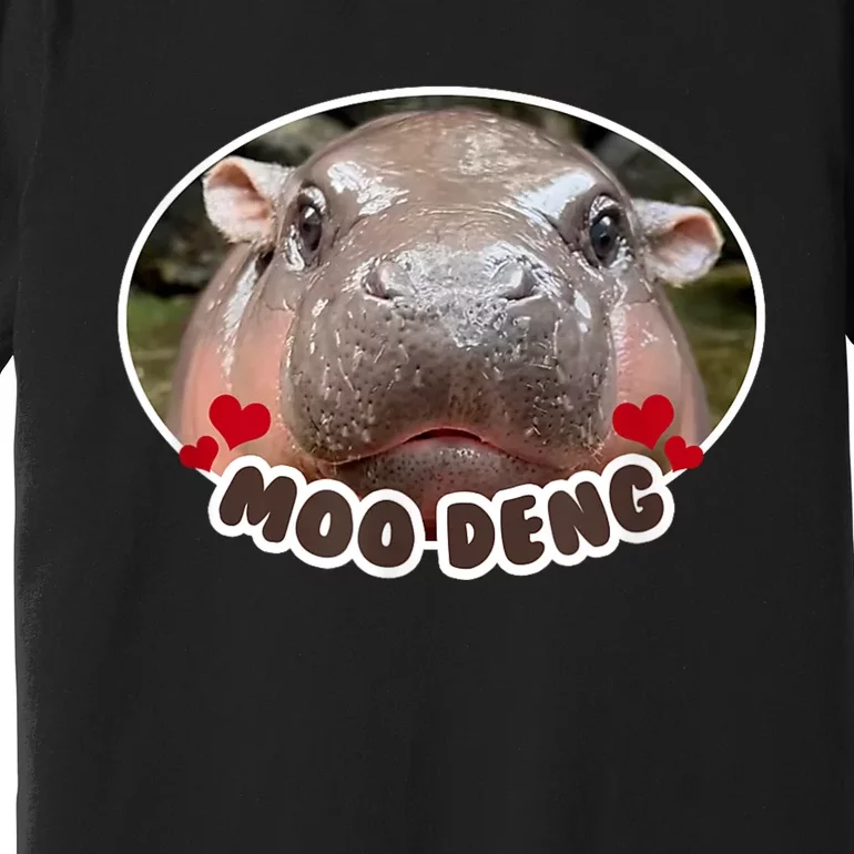 Moo Deng Bouncy Pig In Thai Picture The Cute Baby Hippo Premium T-Shirt