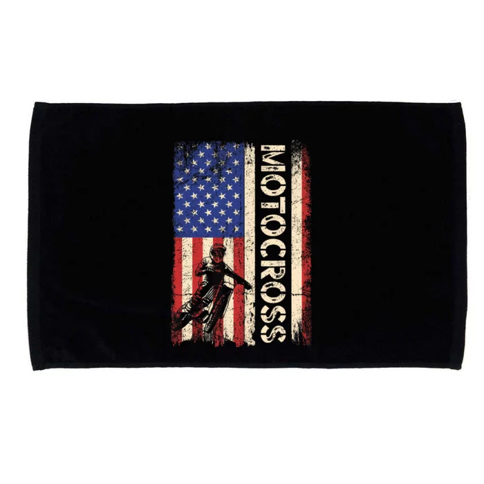 Motocross Dirt Bike American USA Flag Biker Microfiber Hand Towel