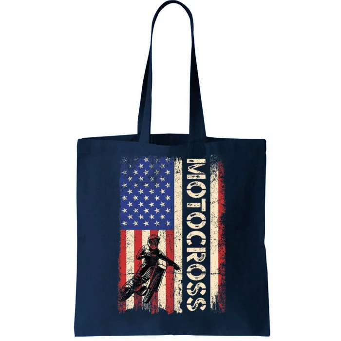 Motocross Dirt Bike American USA Flag Biker Tote Bag