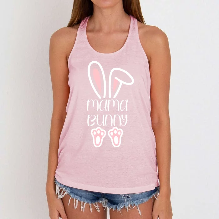 Mama Daddy Bunny Easter Day Dad Pregnant Mom Matching Couple Gift Women's Knotted Racerback Tank