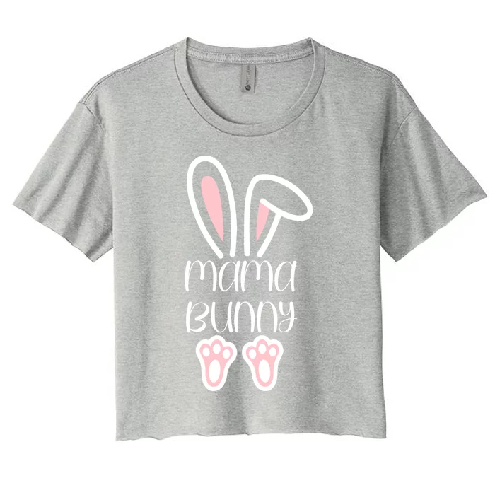 Mama Daddy Bunny Easter Day Dad Pregnant Mom Matching Couple Gift Women's Crop Top Tee