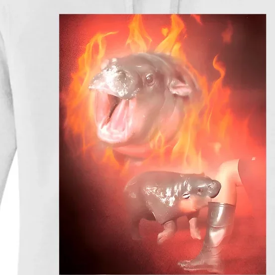 Moo Deng Bouncy Pig In Thai Fire Picture The Cute Baby Hippo Women's Pullover Hoodie