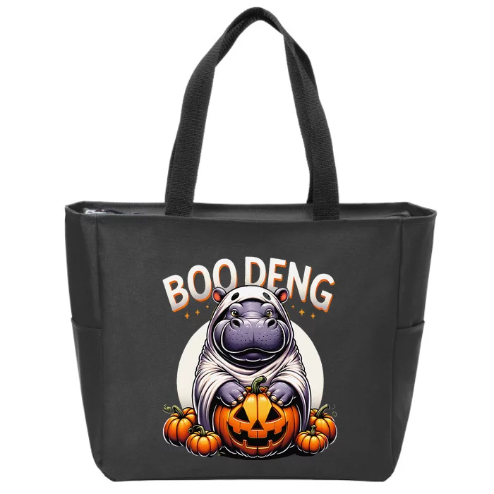 Moo Deng Baby Hippo Moo Deng Costume For Boo Deng Halloween Zip Tote Bag