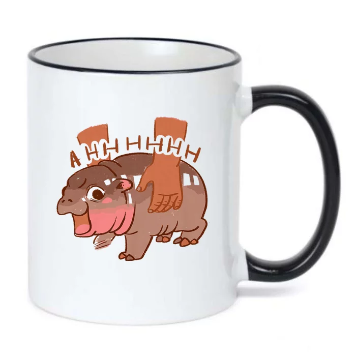 Moo Deng Bouncy Pig In Thai Picture The Cute Baby Hippo Black Color Changing Mug