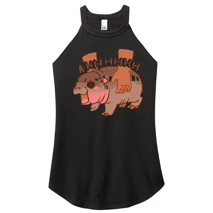 Moo Deng Bouncy Pig In Thai Picture The Cute Baby Hippo Women’s Perfect Tri Rocker Tank