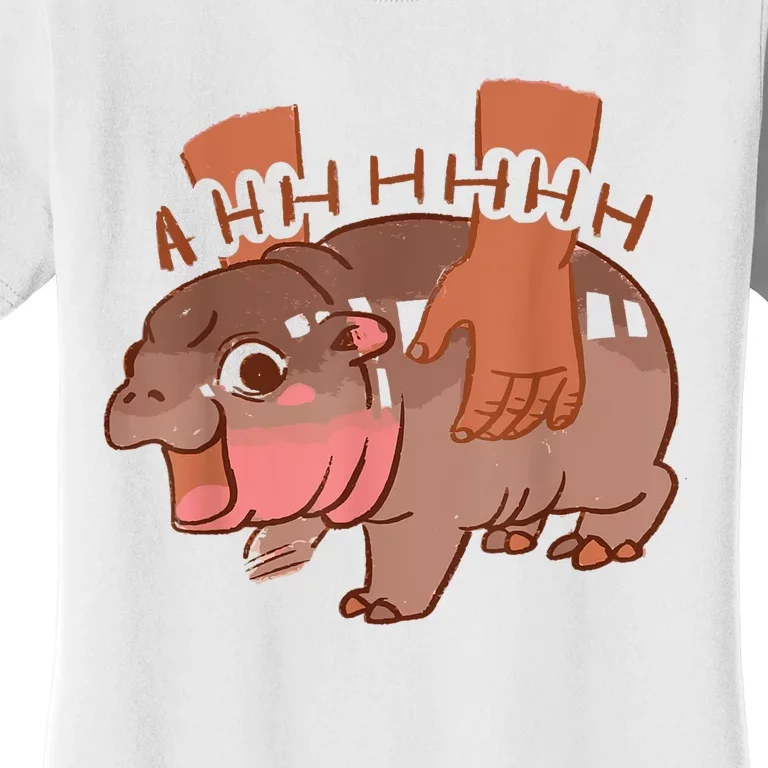 Moo Deng Bouncy Pig In Thai Picture The Cute Baby Hippo Women's T-Shirt