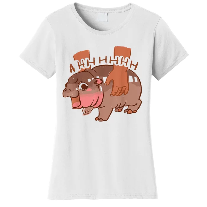 Moo Deng Bouncy Pig In Thai Picture The Cute Baby Hippo Women's T-Shirt