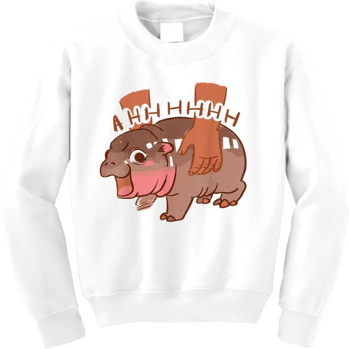 Moo Deng Bouncy Pig In Thai Picture The Cute Baby Hippo Kids Sweatshirt