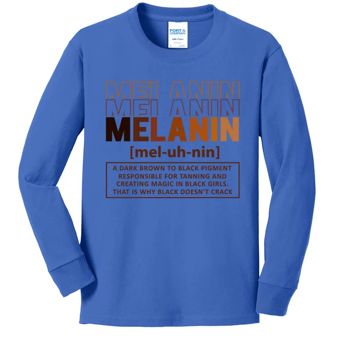 Melanin Definition Black History Month Black Gift Kids Long Sleeve Shirt